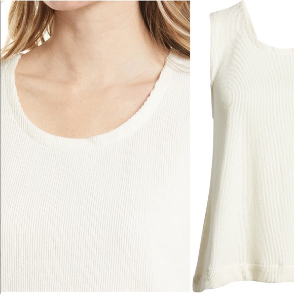 NWT Madewell Ottoman Jacquard Cross back Tank in Ivory - Picture 3 of 13
